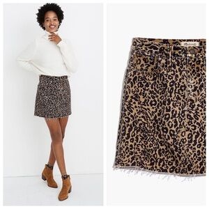 NEW! MADEWELL LEOPARD RIGID DENIM A LINE MINI SKIRT Size 29 Summer Women